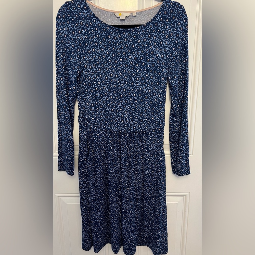 Boden Navy Patterned Long Sleeve Dress